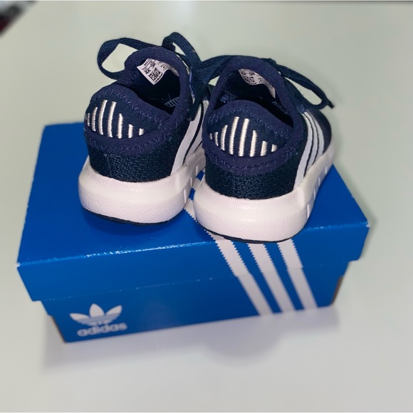 ADIDAS Toddler Boy's Blue Mesh Slip-On Shoes White Stripe Size 4K - Picture 4 of 5